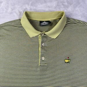 Masters Golf Polo Men's XL Green Striped 100% Cotton Preppy FLAW Spring